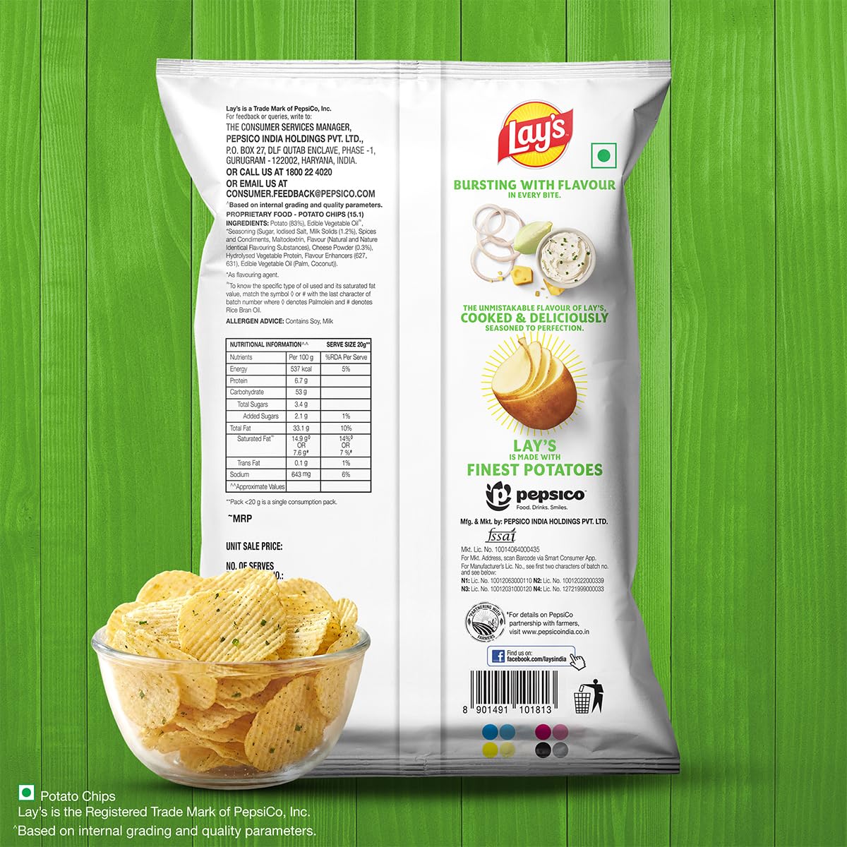 Lay's American Style Potato Chips - Cream & Onion, 58 GRAMS