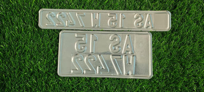Akshar Arts Bhuwana Bike Number Plate Set, Front and Back Vehicle Registration Plates, IND Style with Embossed Letters, Non-HSRP, No Serial Number