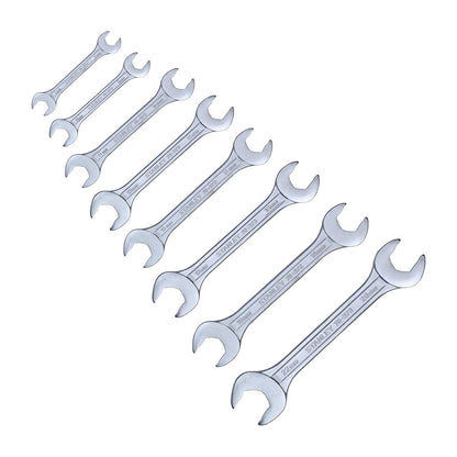 STANLEY 70-379E 8-Piece Matt Finish Double Open End Spanner Set, Chrome Vanadium Steel, Anti-Slip Design on Open End, Ideal for Tightening or Loosening Fasteners at Home, Office, Construction Sites