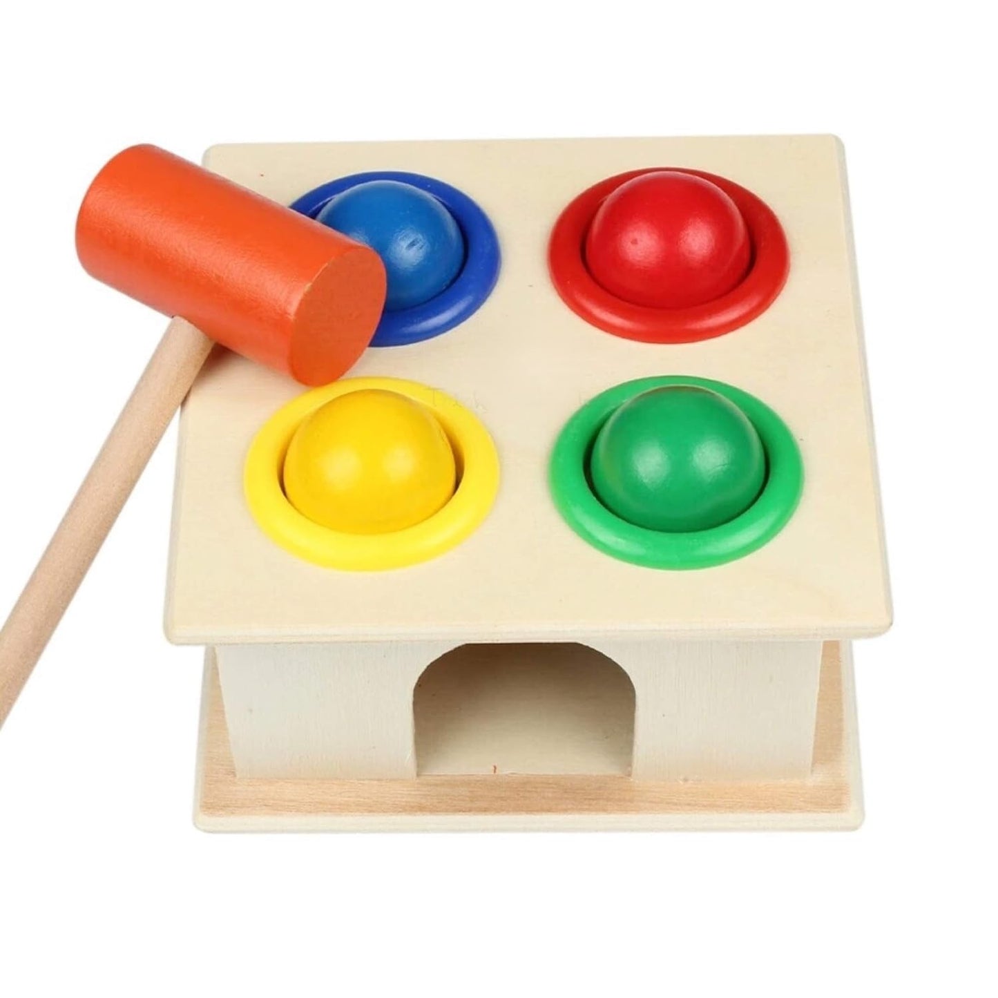 Udaipur Handicrafts - Wooden Hammer Ball Knock Pounding Bench with Box Case Fine Motor and Dexterity Skills Early Educational Toy Set for Kids 3+ Years (Hammer Ball)