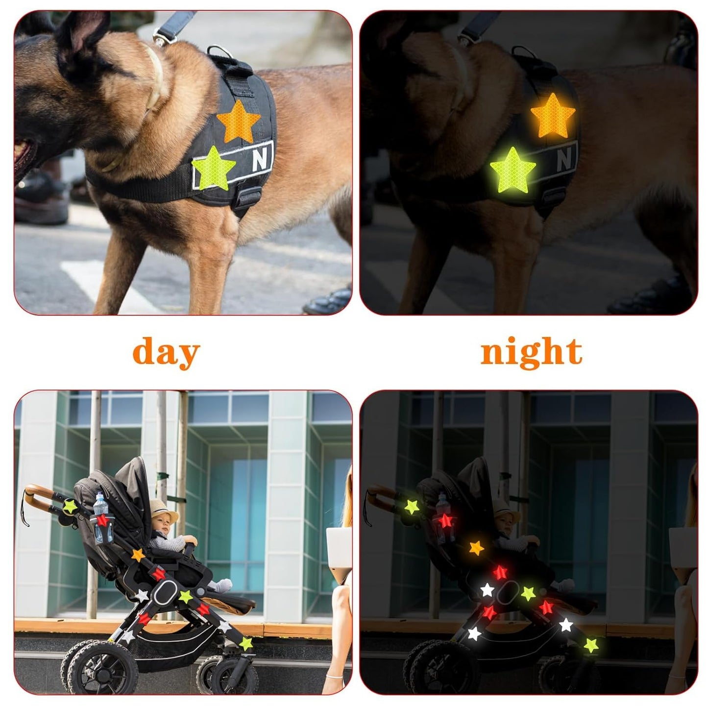 Akshar Arts Bhuwana40Pcs Reflective Stickers for Bike, Reflective Stickers for Clothing Kids, Star Shape Reflector Stickers for Kids, Waterproof Safety Helmet Stickers for Vehicles, Bicycles and Motorcycles