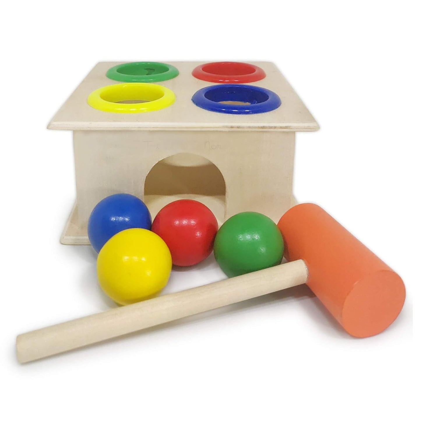 Udaipur Handicrafts - Wooden Hammer Ball Knock Pounding Bench with Box Case Fine Motor and Dexterity Skills Early Educational Toy Set for Kids 3+ Years (Hammer Ball)