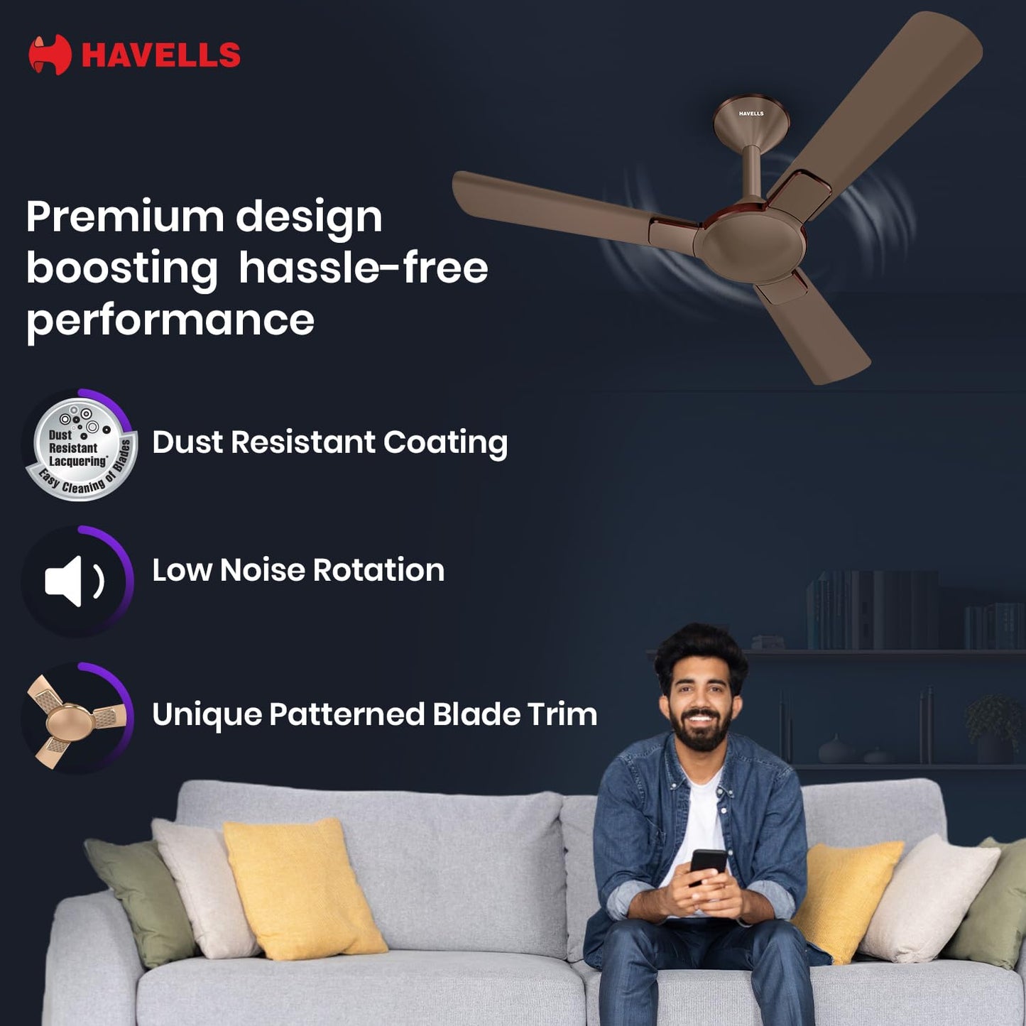 Havells 1200mm Enticer BLDC Prime Ceiling Fan| Compatible with Regulator & Remote| Upto 55% Energy Saving| High Air Delivery | 100% Copper Motor| 2 Years Comprehensive Warranty(Brown LT Copper)