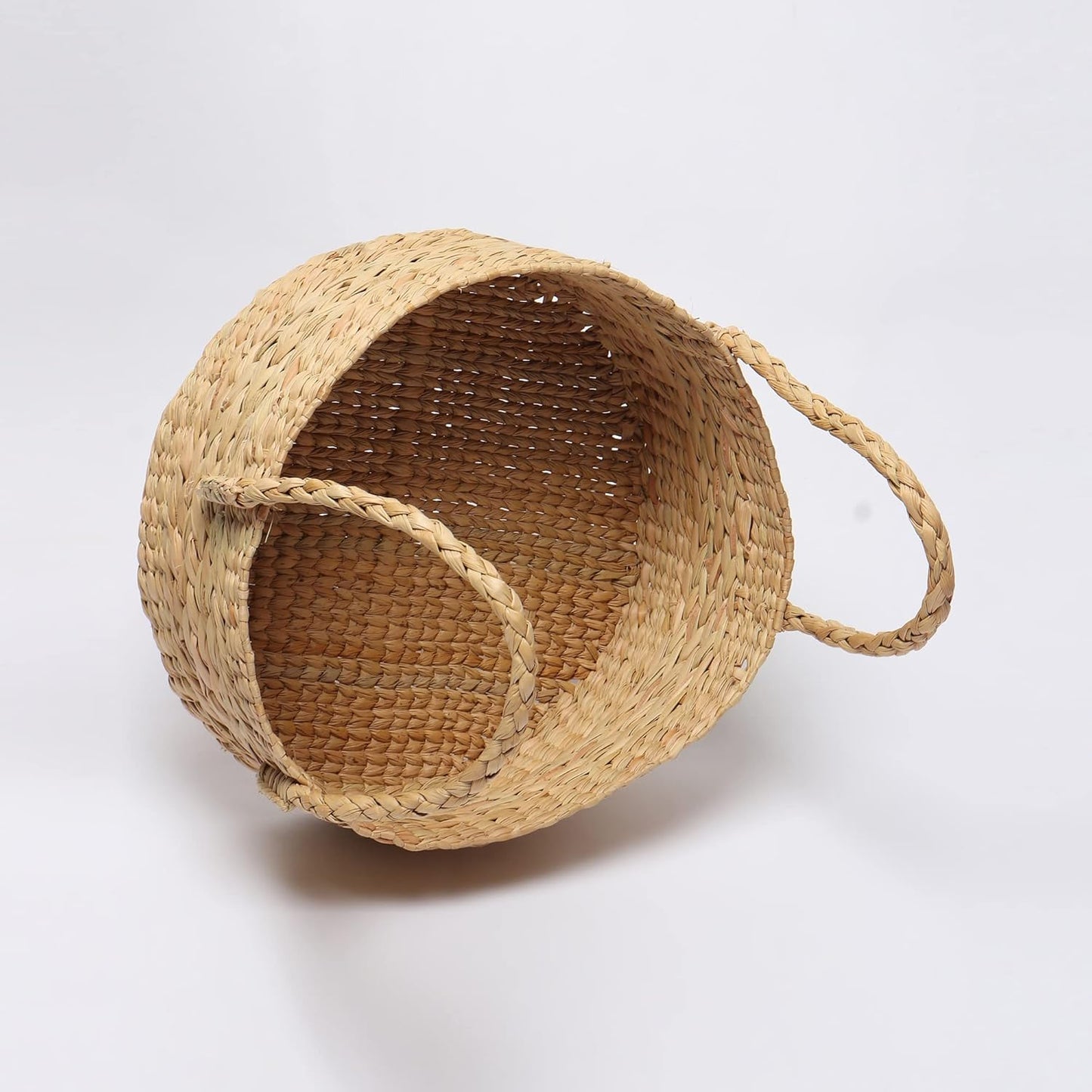 UdrCrafts® All the Cultures Fabricating India Wicker Round Baskets | Bamboo cane Storage Basket | Cane Gift Hamper | Wardrobe Basket | Jute Storage Organizer, Round, Beige (Medium, Dia25.4 X H12.7 cm)