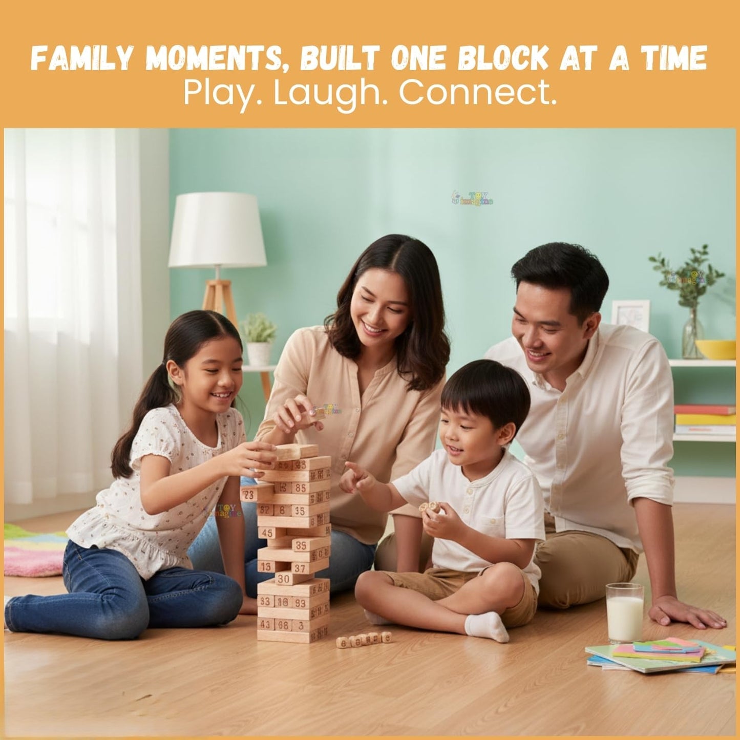 Udaipur Handicrafts Toy Imagine 54 Pcs Wooden Tumbling Tower Game – Indoor Stacking Puzzle Blocks for Kids, Adults & Families – Fun Balancing Toy for Boys & Girls of All Ages – Party Game & Brain Teaser