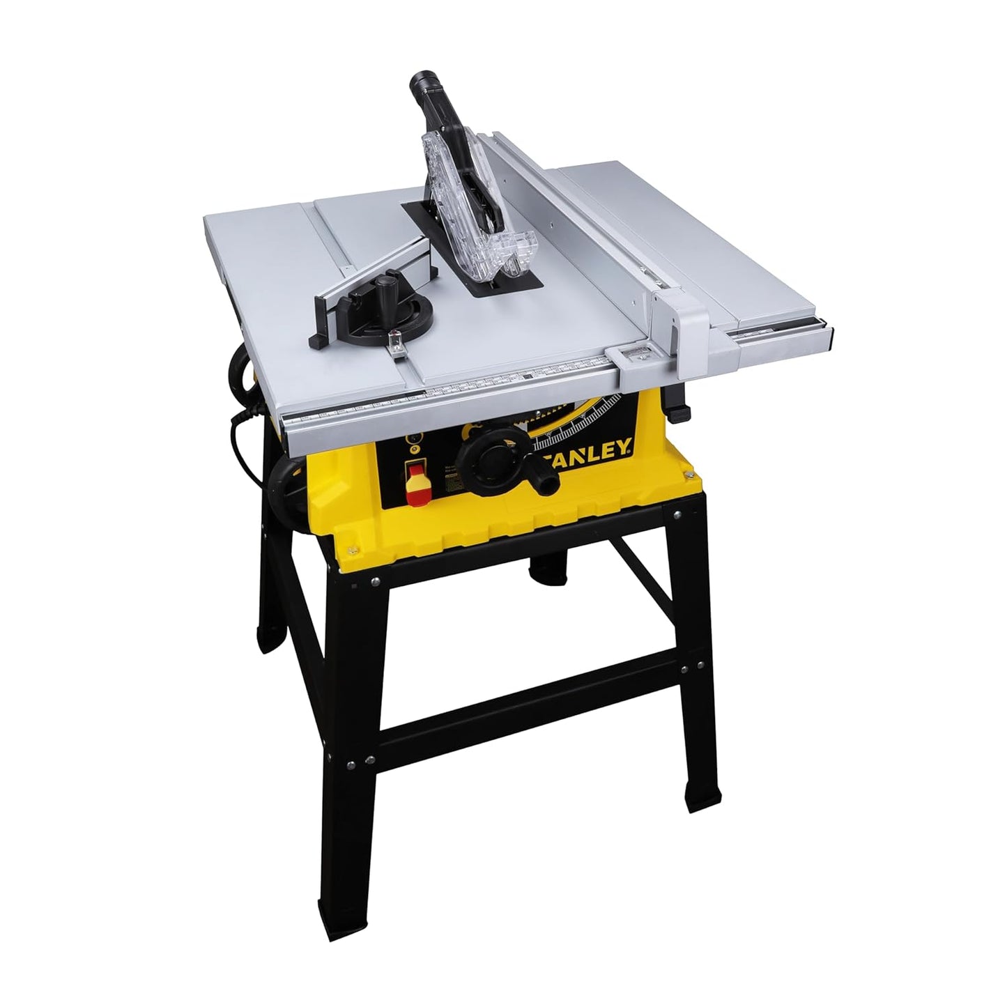 STANLEY SST1801-IN 1800W 254mm Table Saw With Frame, For Heavy-Duty Applications & Cutting Plywood, 150-hours Runtime, Compatible with 10” Cutting Blades, 1 Year Warranty, Yellow and Black