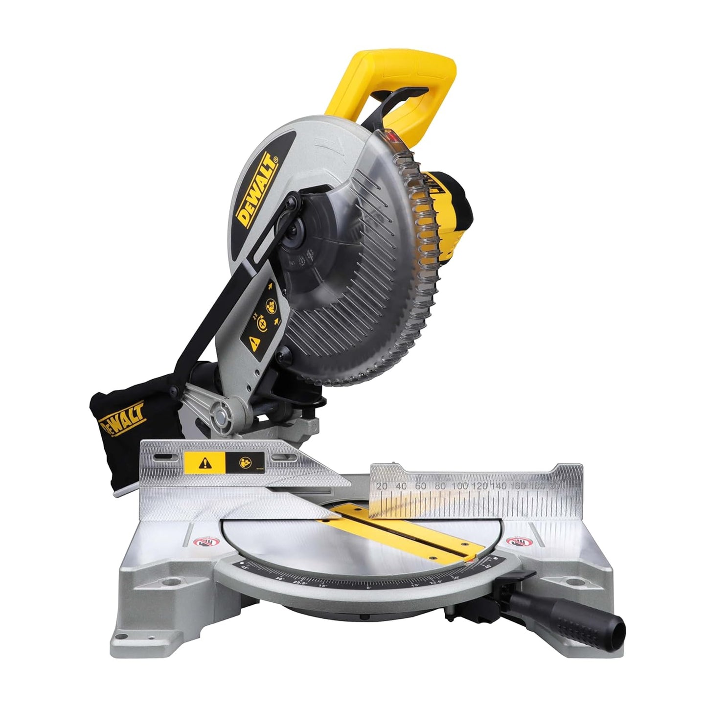 DEWALT DW714-IN 10"(254 mm) Corded Compound Mitre Saw With 80T TCT Alu. Blade, 1650W Univ. Motor, 4600 RPM, Max. Cross-cut Capacity 90 Deg.: 130 mm, Ideal For Cutting Wood & Tiles, Horizontal D-Handle