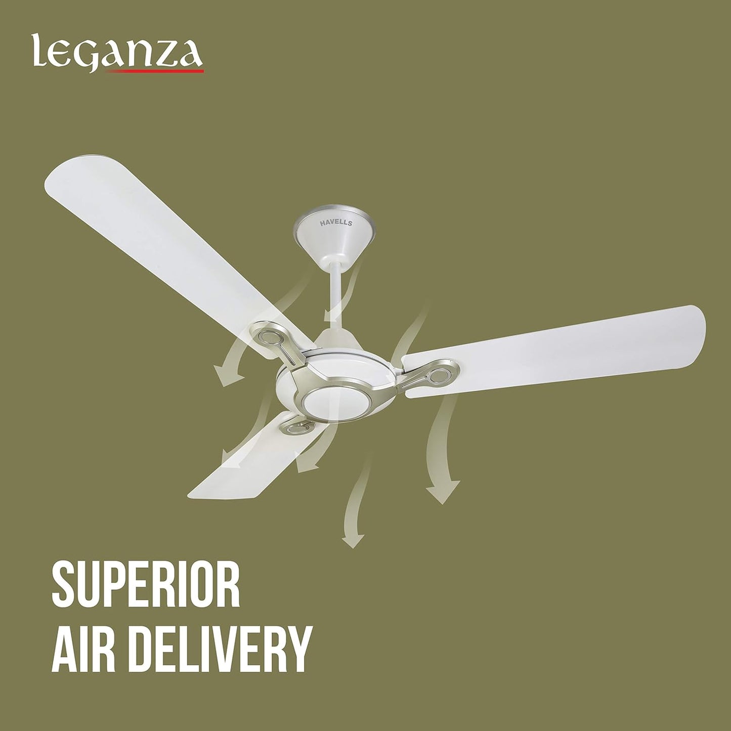 Havells Leganza 3B 1200mm 2 Star Energy Saving Ceiling Fan (Pearl White Silver, Pack of 1)