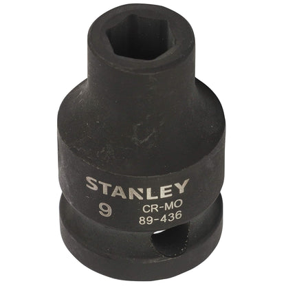 STANLEY STMT89436-8B Chrome-Molybdenum Steel 6 Point Impact Socket 1/2 inch 9 mm(Black)