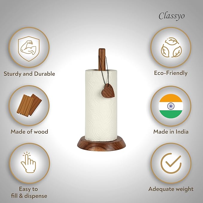 Udaipur Handicrafts Tissue Roll Holder, Tissue Paper Holder, Kitchen Organizer- Tissue Holder Kitchen- Tissue Roll Holder for Kitchen- Kitchen Roll Holder, 12 inch