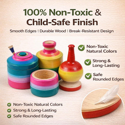 Udaipur HandiCrafts Wood Eco Friendly Wooden Kids Toy Kitchen Set/Choppu Jaman Made In India Kids Gas Stove With Cylinder Combo-Multi Color