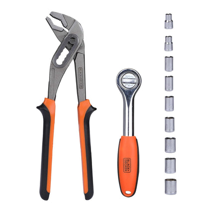 BLACK+DECKER BMT154C Hand Tool Kit for Home & DIY Use (154-Piece) - Includes Screwdriver, Wrench, Ratchet, Utility Knife, Saw, Claw Hammer, Measuring Tape and Plier, 6 Month Warranty, ORANGE & BLACK