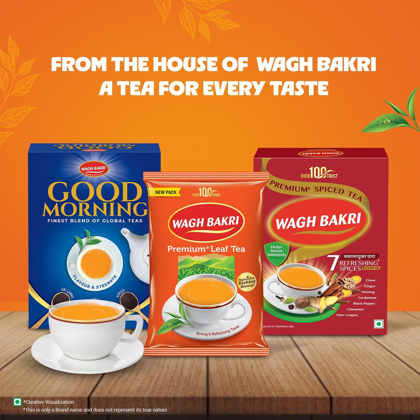 Wagh Bakri Premium Tea | Black | Assam Blend | Kadak Chai | Aromatic Chai Patti | Rich & Bold Flavour | Lingering Taste & Kesari Golden Hue | Loose Leaf Tea | 1 Kg