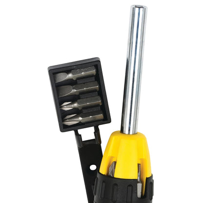 STANLEY STHT68010-8 Magnetic Holder Ratcheting Screwdriver with 10 Bits, 3-Position Audible Ratcheting Mechanism,Comes with Patented Bit Storage System, Ideal for Machines, Cars & General Repair Tasks