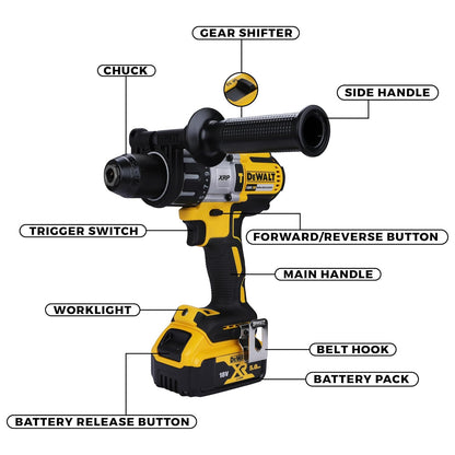 DEWALT DCD996P2 18V 13mm XR Li-ion Premium Cordless Hammer Drill Machine Driver with Brushless Motor with 2x5.0Ah Battery included