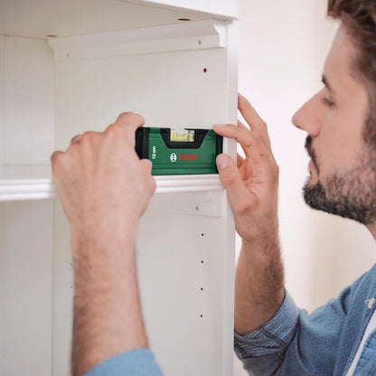 BOSCH Spirit Level 12cm | Compact & Portable | High-Precision Bubble for Accurate Readings | Durable Aluminum Construction | Ergonomic Design for Comfortable Grip | Ideal for Small-Scale Projects