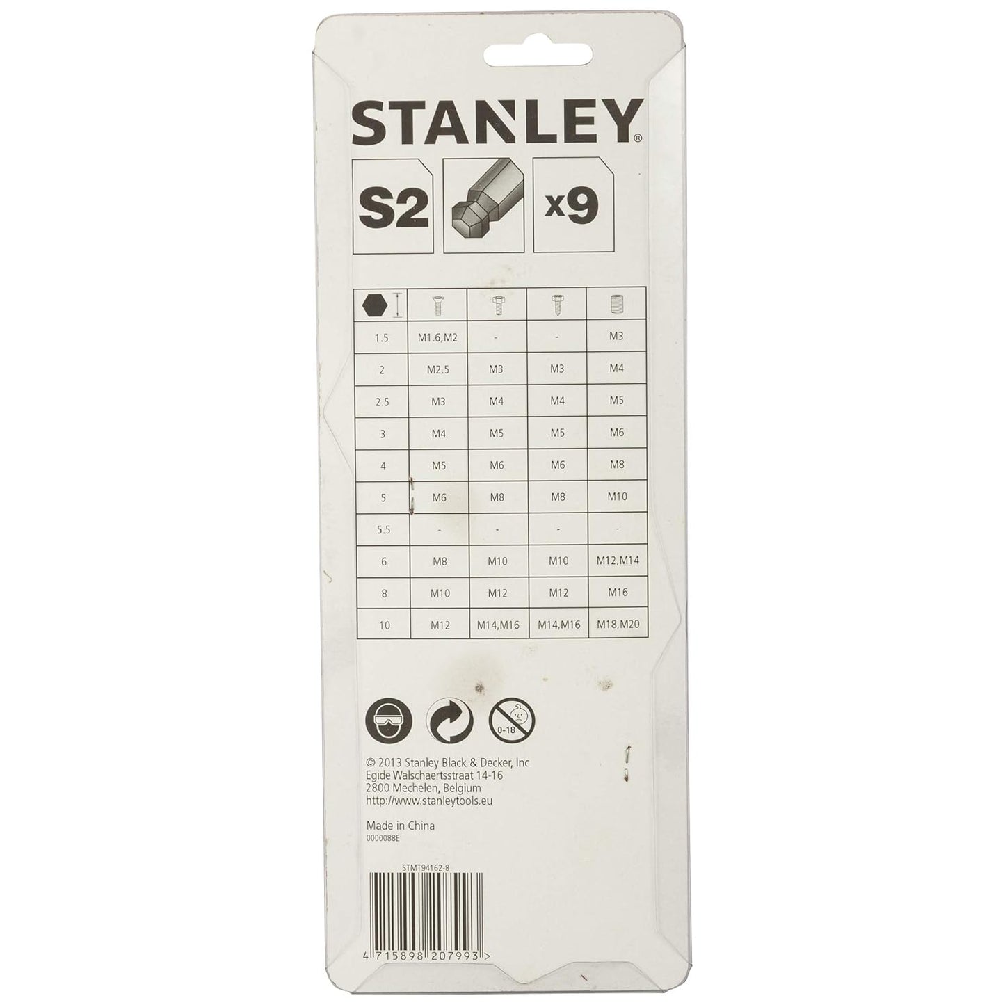 STANLEY STMT94162-8 Metric Extra Long Ball End Hex Key (9 pc)