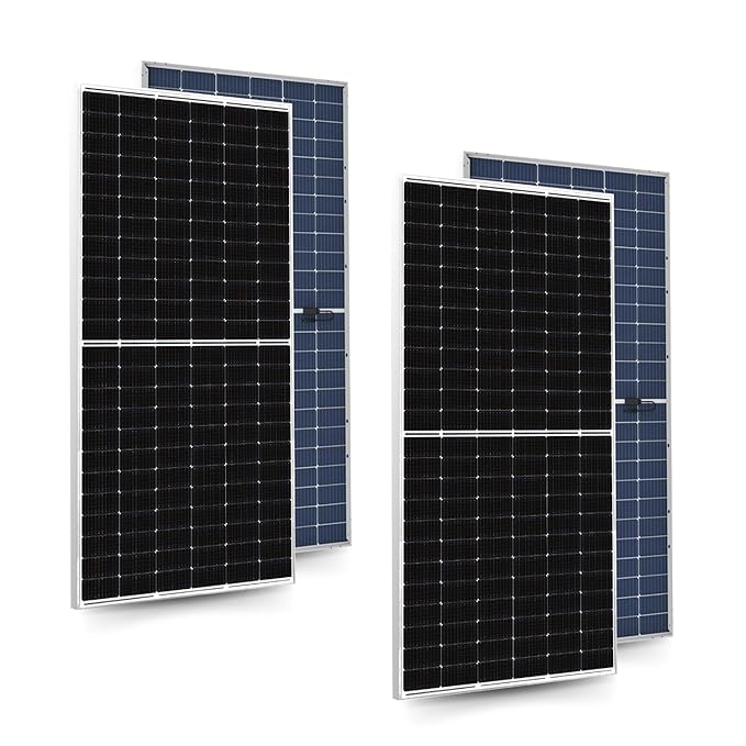 Anchor by Panasonic 540W DCR Bifacial Crystalline PERC 144 Cells Half Cut Solar Panel with Transparent Backsheet, IP68 Rated, 25 Yrs Performance Warranty, Eligible for Gov Subsidies (Pack of 2)