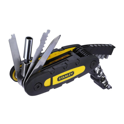 STANLEY STHT0-70695 Folding and Locking 14-in-1 Multi-Tool, Compact & Portable, KIT Contains Knife, Saw, Bottle Opener, File, Holder for Bits & Drive Adaptor for Sockets