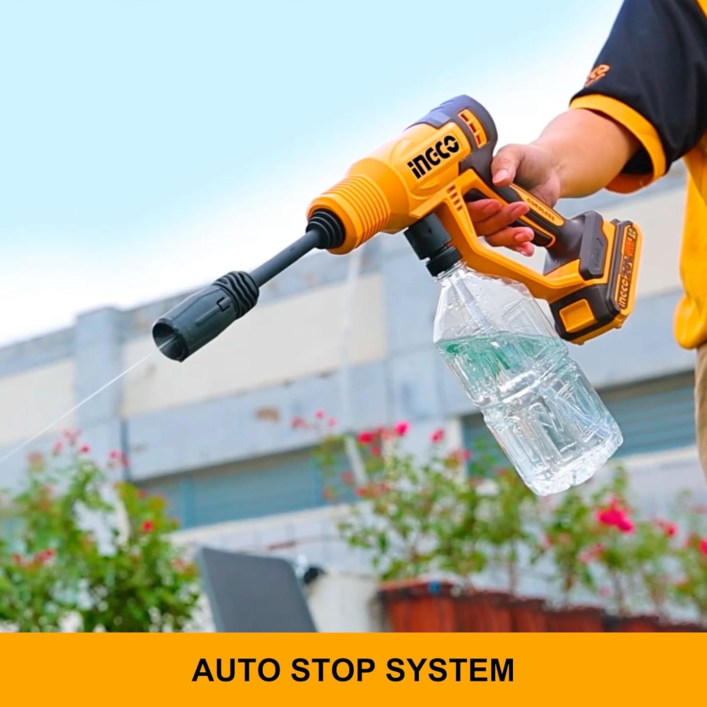 INGCO 20V Cordless Pressure Washer (Body Only) Lithium-Ion Power Washer 24.8Bar Pressure 2.8L/min Flow Rate CPWLI2036