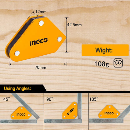 INGCO Magnetic Welding Holders, 4 PCS, Angles: 45°,90°,135°, Fits for Welding, Soldering, Assembling