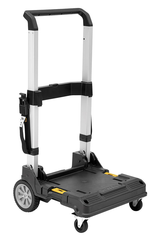 DEWALT DWST1-71196 TSTAK® TROLLEY With 100 Kg(Flat) & 50 Kg(Stairs) Load Capacity, 2 Front Casters 360° Swivelling, 2 Back Heavy Duty Air Filled Wheels, 3 Position Telescopic Handle, 104.3x59x55 cm