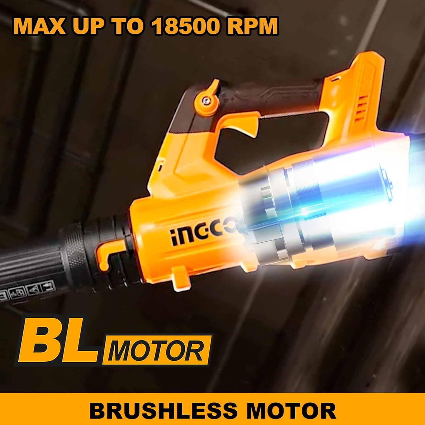 INGCO Cordless Leaf Blower, Brushless Motor, Variable Speed, with 2 pcs Battery Packs & Charger, for Car Cleaning, Gardening Work, Dirt Cleaning