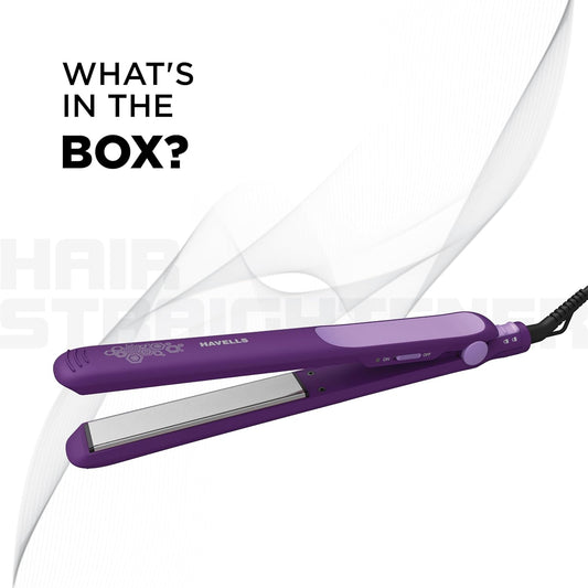 Havells HS4101 Ceramic Plates Fast Heat up Hair Straightener, Straightens & Curls, Suitable for all Hair Types (Purple)