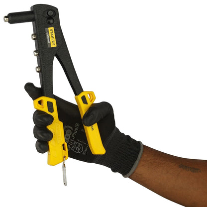 STANLEY STHT69800-8 Heavy Duty Riveter Set with 4 Nozzles & Anti-Corrosion Properties Ideal for Joining & Fabrication of Sheet Metals, Leather & Plastic Parts, YELLOW & BLACK