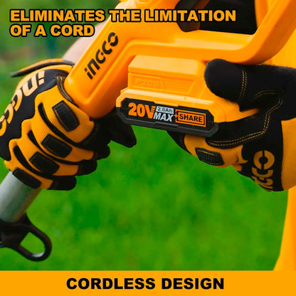 INGCO Cordless Pole Hedge Trimmer, with Battery & Charger, Extended Reach for Trimming Shrubs Small Trees