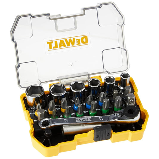 DEWALT DT71516-QZ 24-Piece High Performance Socket and Screwdriver Set With a Case (Includes 6 Sockets, 1 Ratchet, 15 Screwdriving Bits, 1 Adapter, 1 Magnetic Bit Tip Holder)