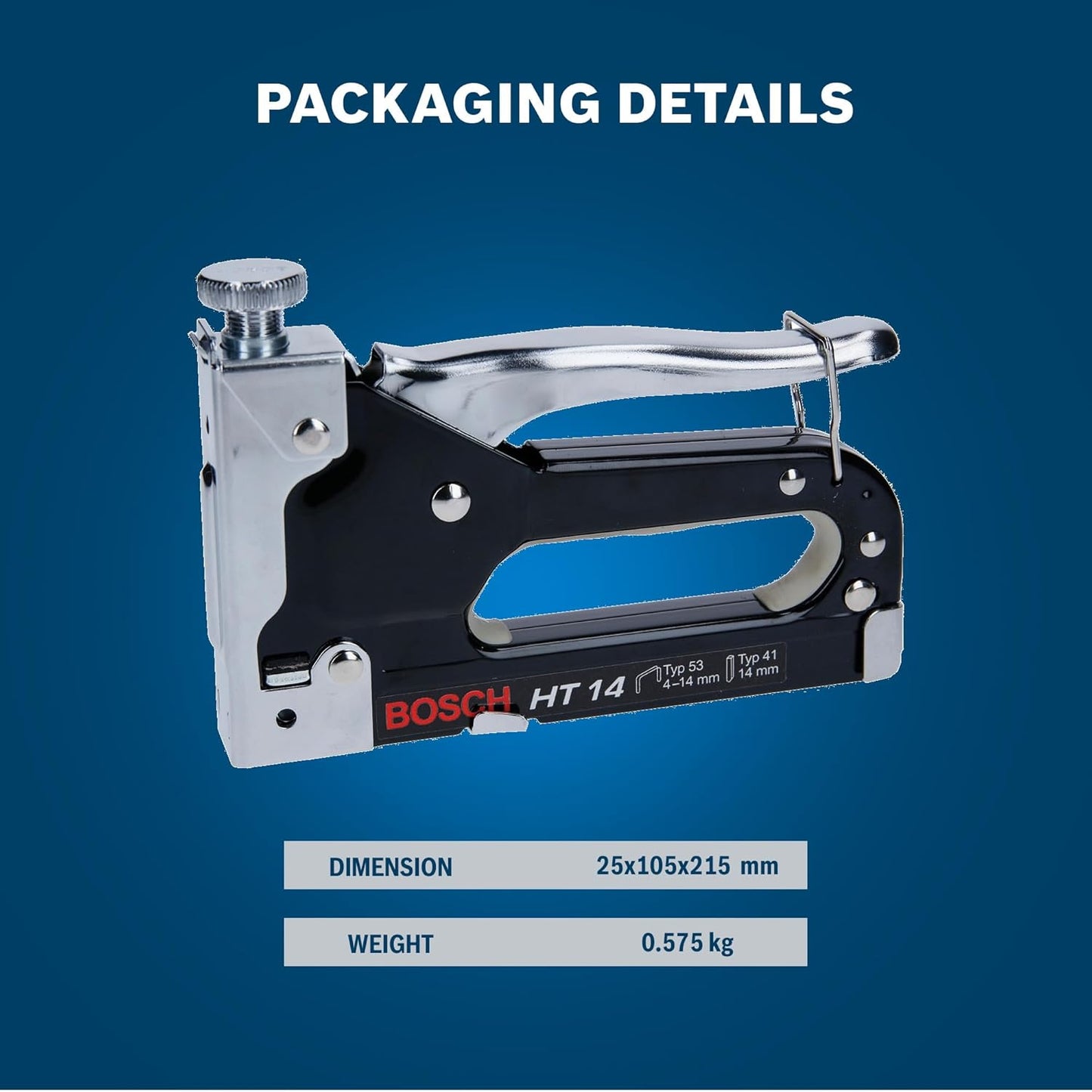 Bosch Professional Handheld Tacker Ht14, Pack Of 1, Suitable For Quick Fixing Of Fabrics, Roofing Felt, Foils, Insulation Materials, Woven Wires And For Light Upholstery Work