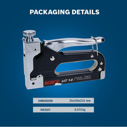 Bosch Professional Handheld Tacker Ht14, Pack Of 1, Suitable For Quick Fixing Of Fabrics, Roofing Felt, Foils, Insulation Materials, Woven Wires And For Light Upholstery Work