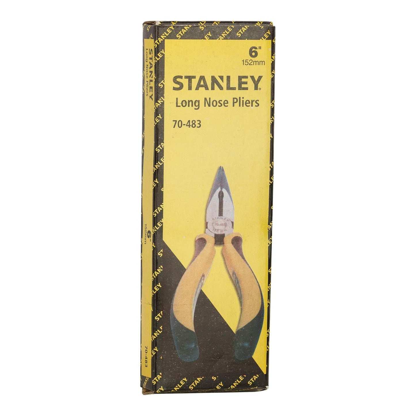 STANLEY 70-483 6'' Sturdy Steel Long Nose Plier Double Color Sleeve, Ergonomically Designed Dynagrip Handle with Finger Guards, Fully Heat Treated Forged Carbon Steel Jaws, Used to Cut Small Wires