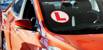 Akshar Arts Bhuwana L-Board Learner Driver Sticker (Reflective Sticker) | 15x15 cm | 2 Sticker for Front & Back