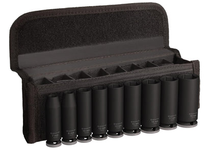 BOSCH Impact Socket Set 9-Piece | High-Torque CRMO Steel for Extreme Durability | Black Phosphate Coating for Corrosion Resistance | Secure Pin & Ring Design | Laser-Etched Sizes