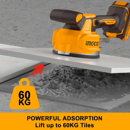 INGCO CTVLI2001 20V Cordless Tile Vibration Machine | 0-10000 RPM, 60kg Suction, 130mm Suction Cup