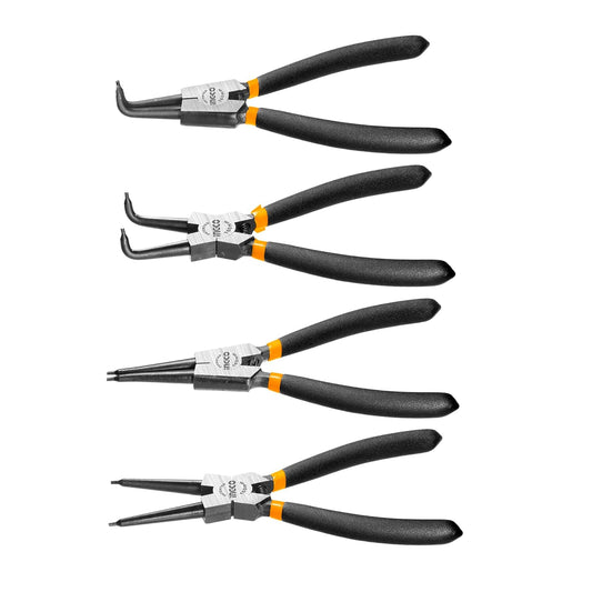 INGCO 4 Pcs Circlip Pliers Set, 2 Pcs of 180°,2 pcs of 90°; Size:7"/180mm; Diameter：1.8mm, Overall Forging and Heat Treatment, High Strength and Long Service Life