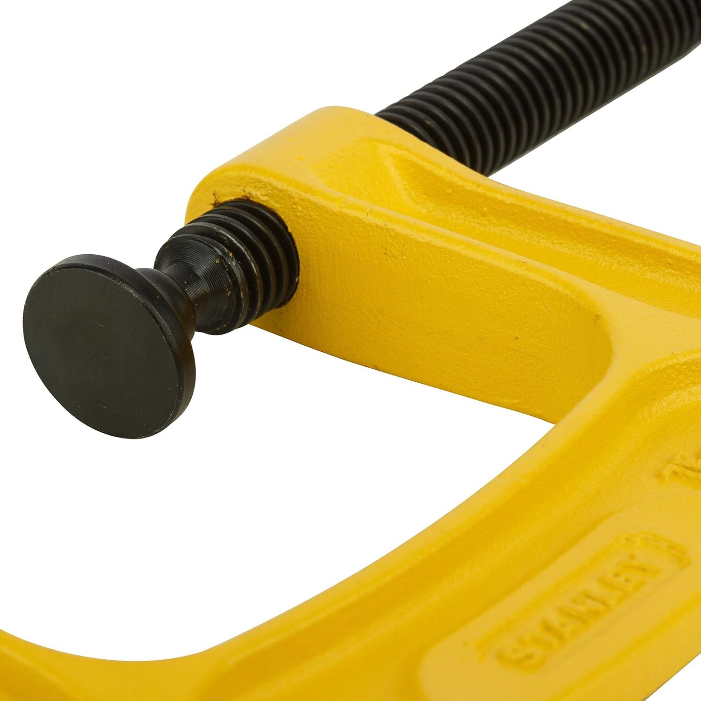 STANLEY 0-83-033 Max Steel C-Clamp-75mm Oversized ''T'' Handle for Extra Torque, Roll-Framed Threads for Smooth Operation, Ideal For Carpentry & Welding, Iron & Steel Build, (Yellow & Black)