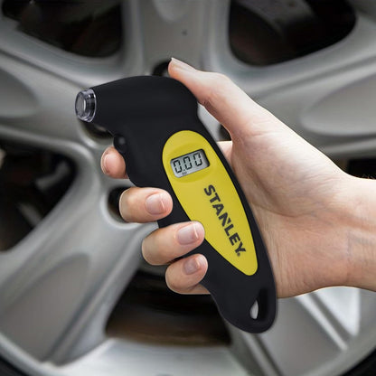 STANLEY STHT80874-0 Digital Tire Pressure Gauge with Integrated LED Display for Accurate Pressure Readings for Cars and Bikes, 0 to 6.2 Bar Working Pressure Range, 1 Year Warranty, YELLOW & BLACK