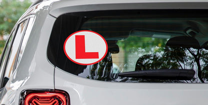 Akshar Arts Bhuwana L-Board Learner Driver Sticker (Reflective Sticker) | 15x15 cm | 2 Sticker for Front & Back