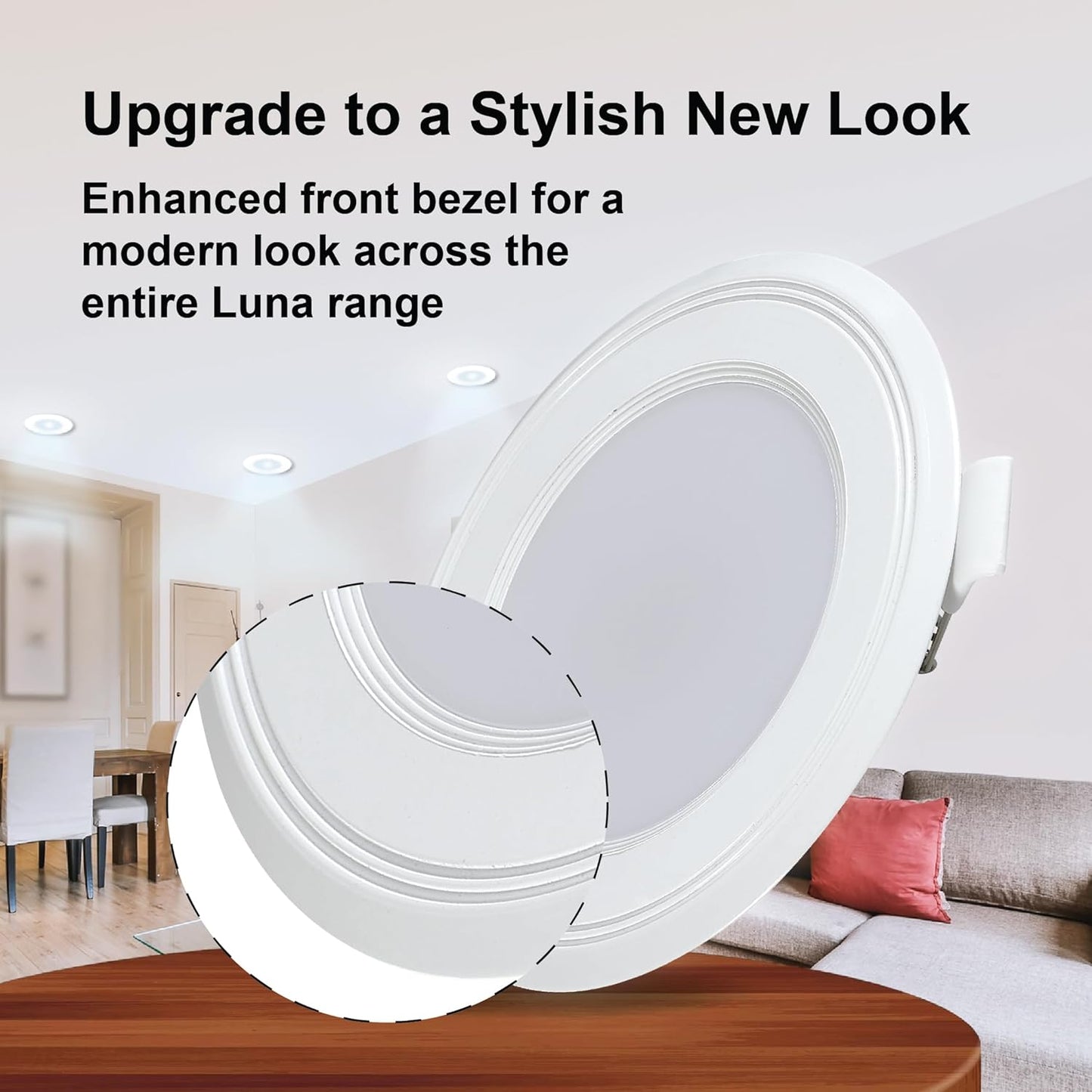 Havells Polycarbonate Luna 6W Downlight for Junction Box Round | Colour - Cool Day Light 6500K |3 inch Cutout, 22mm Height | High Voltage Protection Upto 4KV | Pack of 1