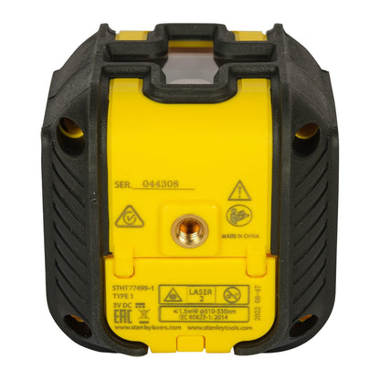 STANLEY STHT77499-1 CUBIX® Green Beam Cross Line Laser Level with 2*AA Batteries, 1 Year Warranty, YELLOW & BLACK