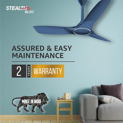 Havells Stealth Air BLDC 1200mm Ceiling Fan| Upto 55% Energy Saving| Silent & Premium| 5 stars Rating| 100% Copper Motor| RF Remote, Memory Backup, Timer| (Indigo Blue, Pack Of 1)