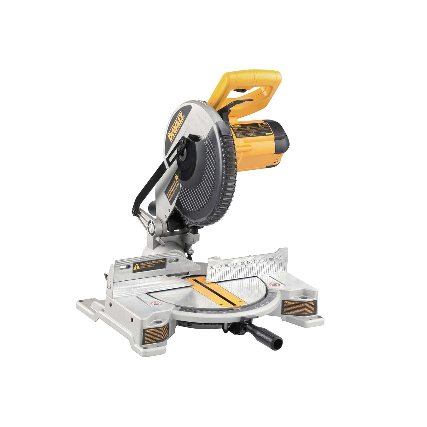 DEWALT DW714-IN 10"(254 mm) Corded Compound Mitre Saw With 80T TCT Alu. Blade, 1650W Univ. Motor, 4600 RPM, Max. Cross-cut Capacity 90 Deg.: 130 mm, Ideal For Cutting Wood & Tiles, Horizontal D-Handle