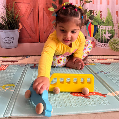 UdrCrafts® Wooden Jeep for Toddlers and Infants | Push Wooden Vehicle Toy | 6M-3Y | Helps Child in Grip Strength, Hand-Eye Coordination