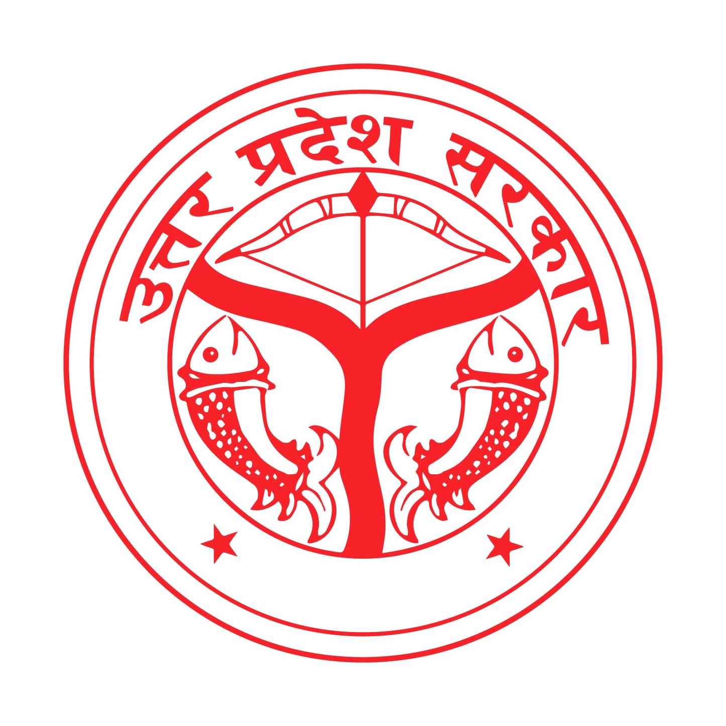 Akshar Arts Bhuwana Shivoid - Uttar Pradesh Sarkar Logo Sticker for Car (Printed Vinyl Glossy Sticker) (7x7cm, Red)-Self-Adhesive
