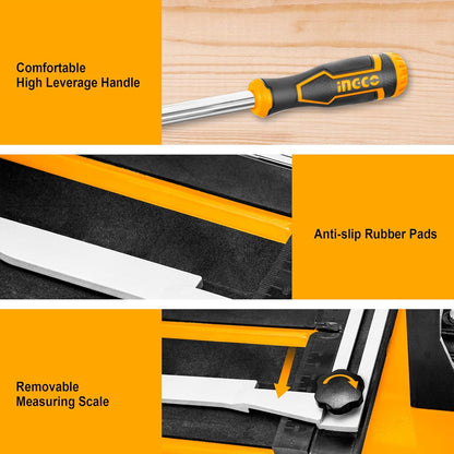 INGCO Tile Cutter, 600mm | 12mm, Direct & Diagonal Line Cutting Manual Tile Cutter, Professional Porcelain Ceramic Floor Tile Cutter with 2 pcs Tungsten Carbide Blade Cut Wheel, High Leverage