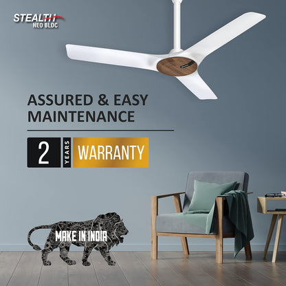 Havells 1200Mm Stealth Air Neo Bldc Motor Ceiling Fan Most Silent & Premium,5 stars With Rf Remote 100% Copper,Upto 55% Energy Saving,Flexible Timer Settings (Pack Of 1,Wood Pearl White)