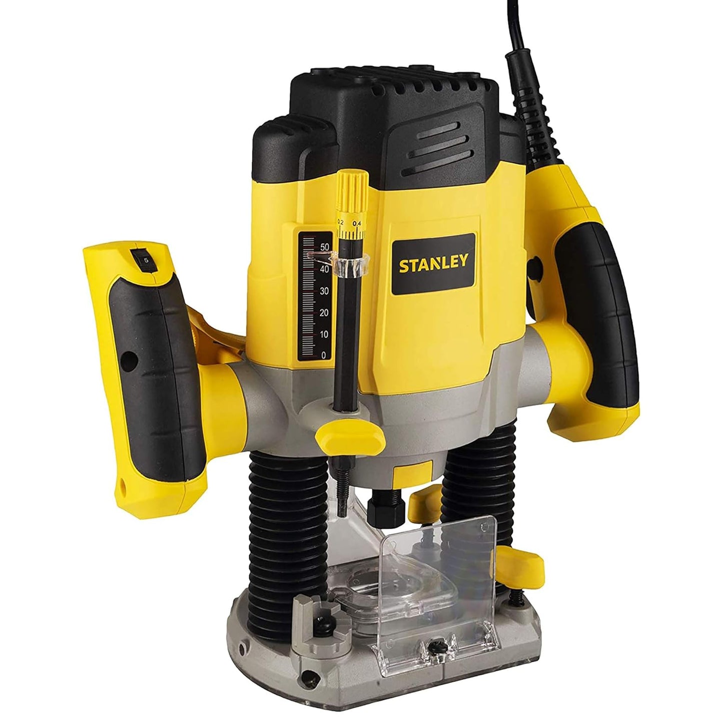 STANLEY SRR1200 Plunge Router 1200W 55mm Variable Speed With 6 Router Bits with Spindle-lock & Anti-static shoe coating, 1 Year Warranty, YELLOW & BLACK